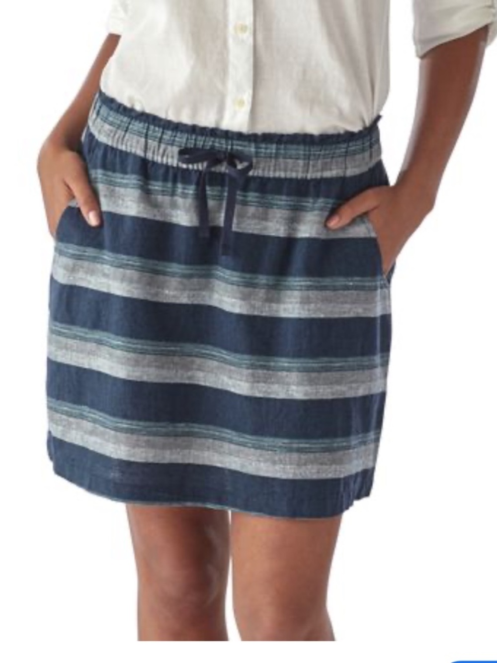 Patagonia Navy and Gray Striped Drawstring Skirt island Hemp beach skirt